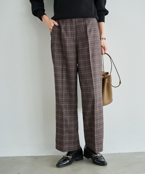 STYLE DELI(スタイルデリ)の「ステッチチェック柄ワイドパンツ(その他パンツ・レディース・ブラック/ブラウン・01/02)」の6枚目の写真