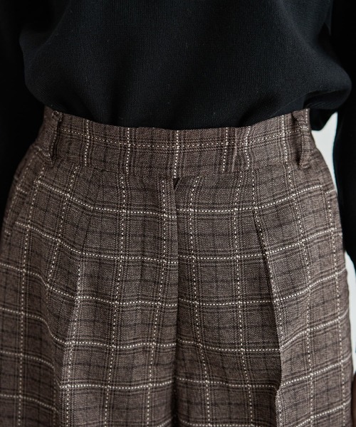 STYLE DELI(スタイルデリ)の「ステッチチェック柄ワイドパンツ(その他パンツ・レディース・ブラック/ブラウン・01/02)」の8枚目の写真