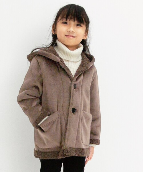 COMME CA ISM（コムサイズム）の「ジャージー　フェイクムートンコート（ムートンコート・キッズ・ライトグレー/キャメル・110cm/100cm/120cm/130cm/140cm/150cm）」の8枚目の写真