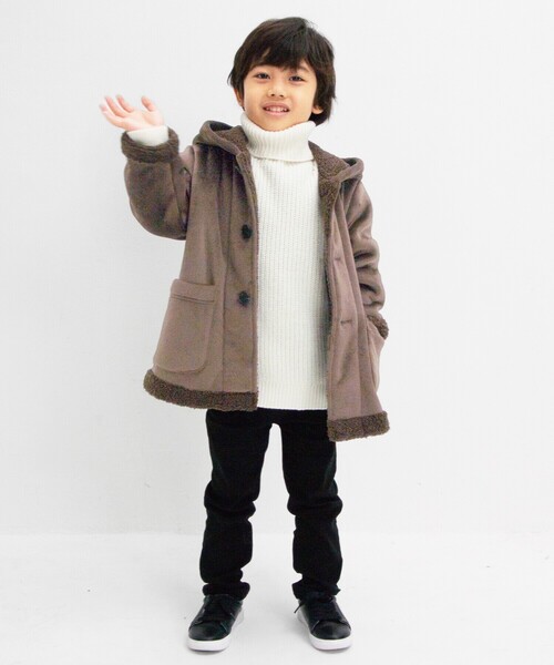 COMME CA ISM（コムサイズム）の「ジャージー　フェイクムートンコート（ムートンコート・キッズ・ライトグレー/キャメル・110cm/100cm/120cm/130cm/140cm/150cm）」の9枚目の写真