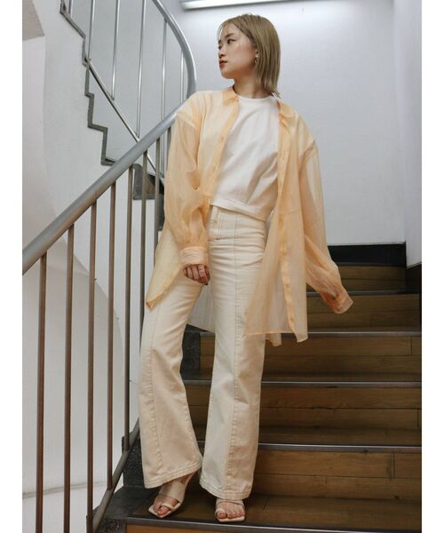 MURUA（ムルーア）の「MIXパターンストレートパンツ【セットアップ着用可能】（デニムパンツ・レディース・アイボリー/グレー・1/2）」の20枚目の写真