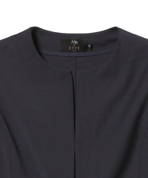 EFFE BEAMS（エッフェビームス）の「M・fil×EFFE BEAMS / 梳毛 ロングジャケット（ノーカラージャケット・レディース・ブラック/ネイビー・36/38）」の12枚目の写真