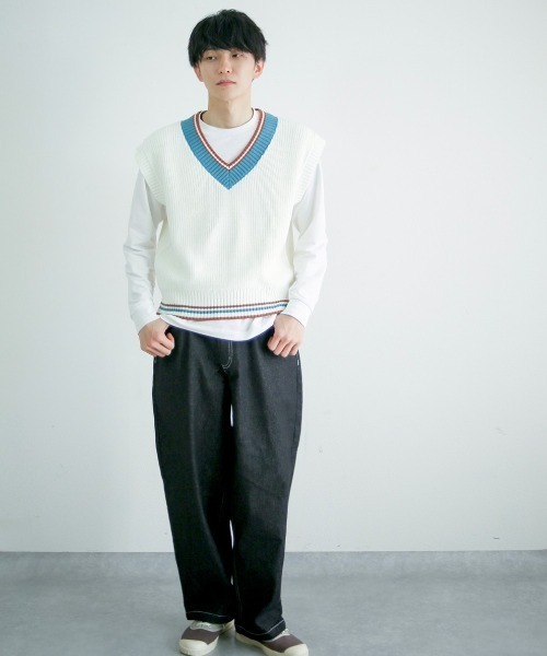 spoon store(スプーンストア)の「チルデンニットベスト(ベスト・レディース・グリーン/アイボリー・フリー)」の13枚目の写真