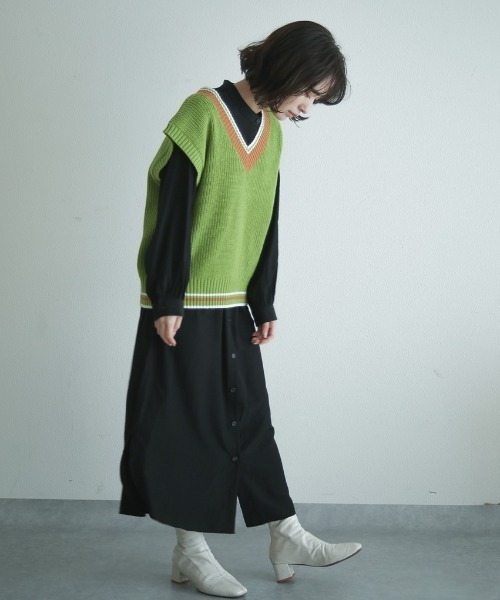 spoon store(スプーンストア)の「チルデンニットベスト(ベスト・レディース・グリーン/アイボリー・フリー)」の19枚目の写真