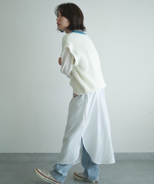 spoon store(スプーンストア)の「チルデンニットベスト(ベスト・レディース・グリーン/アイボリー・フリー)」の10枚目の写真