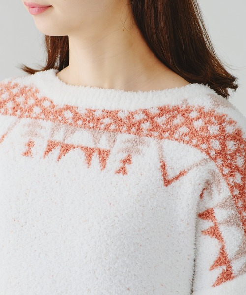 acro(アクロ)の「ジャガード柄チュニックプルオーバー/AC1266(ルームウェア/パジャマ・レディース・アイボリー・フリ-)」の7枚目の写真