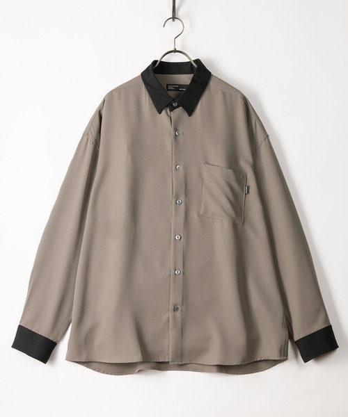 SlashDate（スラッシュデイト）の「ナチュラルストレッチクレリックシャツ/とろみシャツ/オーバーサイズシャツ（シャツ/ブラウス・メンズ・ホワイト/チャコールグレー/ブラック/ブルー/グリーン/グレイッシュベージュ・M/L）」の4枚目の写真