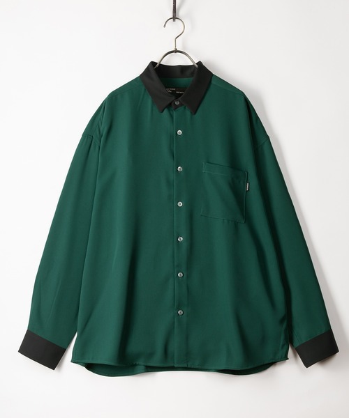 SlashDate（スラッシュデイト）の「ナチュラルストレッチクレリックシャツ/とろみシャツ/オーバーサイズシャツ（シャツ/ブラウス・メンズ・ホワイト/チャコールグレー/ブラック/ブルー/グリーン/グレイッシュベージュ・M/L）」の5枚目の写真