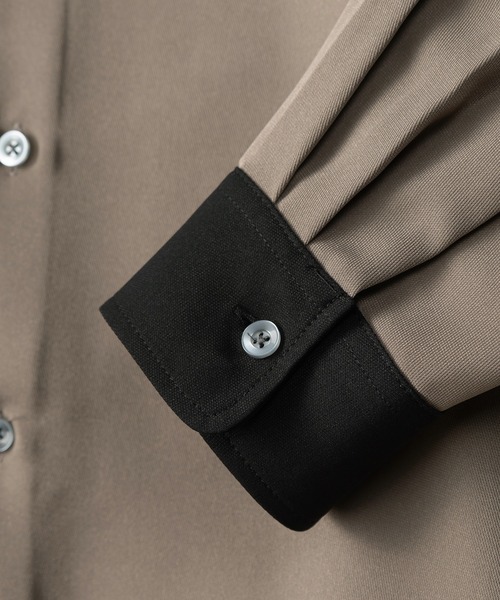 SlashDate（スラッシュデイト）の「ナチュラルストレッチクレリックシャツ/とろみシャツ/オーバーサイズシャツ（シャツ/ブラウス・メンズ・ホワイト/チャコールグレー/ブラック/ブルー/グリーン/グレイッシュベージュ・M/L）」の13枚目の写真