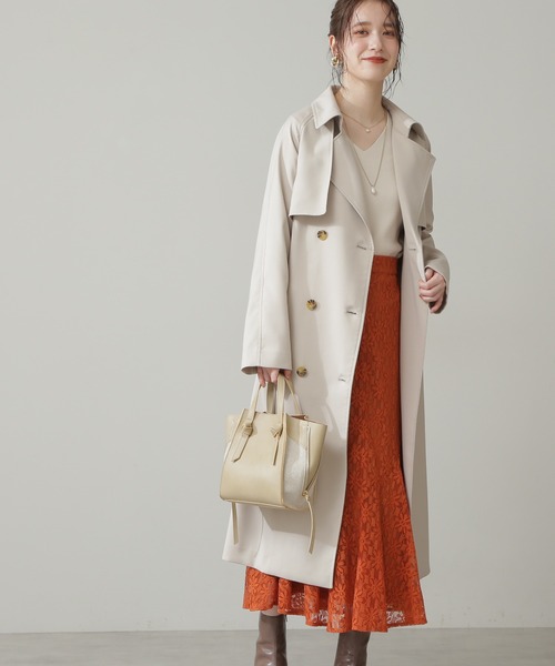 N.(N. Natural Beauty Basic)(エヌエヌナチュラルビューティーベーシック)の「【S Size Line】◆TRタブルブレストトレンチコート(トレンチコート・レディース・ベージュ/ライトベージュ/グリーン・SMALL/MEDIUM)」の3枚目の写真