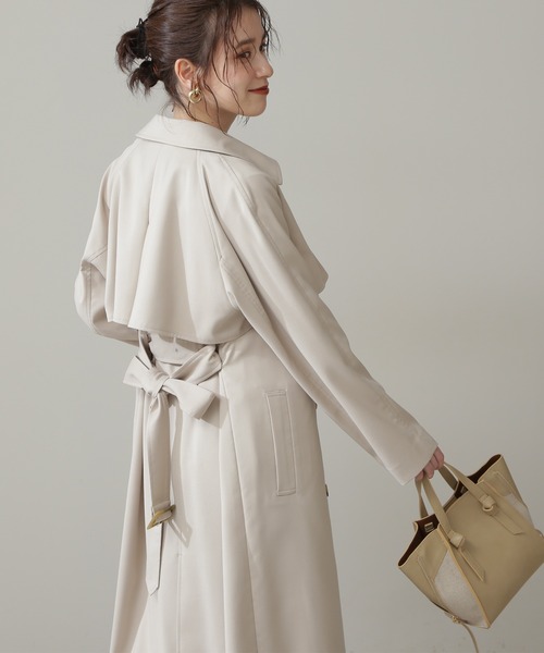 N.(N. Natural Beauty Basic)(エヌエヌナチュラルビューティーベーシック)の「【S Size Line】◆TRタブルブレストトレンチコート(トレンチコート・レディース・ベージュ/ライトベージュ/グリーン・SMALL/MEDIUM)」の9枚目の写真