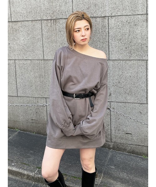 ENVYM（アンビー）の「オフショル裏毛ＯＰ（ワンピース・レディース・ホワイト/ブラック/ピンク・FREE）」の2枚目の写真