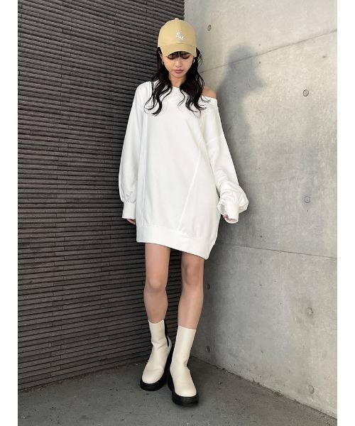 ENVYM（アンビー）の「オフショル裏毛ＯＰ（ワンピース・レディース・ホワイト/ブラック/ピンク・FREE）」の10枚目の写真