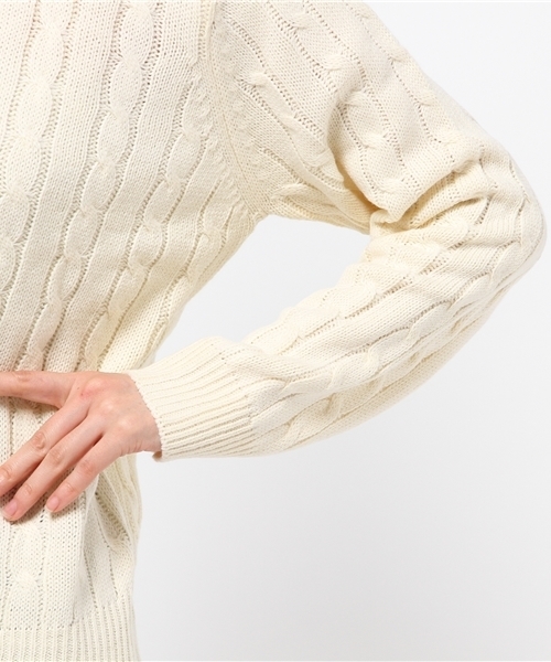 DISCOAT（ディスコート）の「【Discoat】襟付ケーブルプルオーバー（ニット/セーター・レディース・ネイビー/レッド/オフホワイト・ﾌﾘ-）」の10枚目の写真