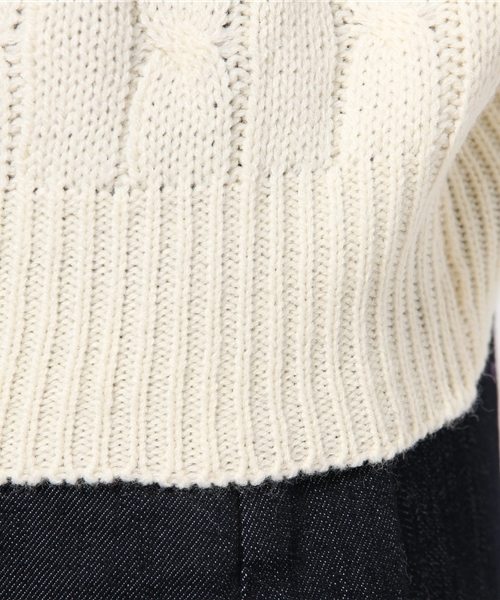 DISCOAT（ディスコート）の「【Discoat】襟付ケーブルプルオーバー（ニット/セーター・レディース・ネイビー/レッド/オフホワイト・ﾌﾘ-）」の11枚目の写真