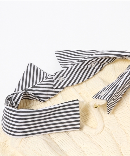 DISCOAT（ディスコート）の「【Discoat】襟付ケーブルプルオーバー（ニット/セーター・レディース・ネイビー/レッド/オフホワイト・ﾌﾘ-）」の13枚目の写真