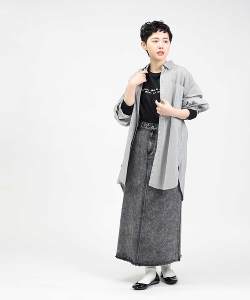 HONEYSUCKLE ROSE（ハニーサックルローズ）の「【HONEYSUCKLE ROSE】デニムセミフレアスカート（デニムスカート・レディース・ブラック・L/M）」の8枚目の写真