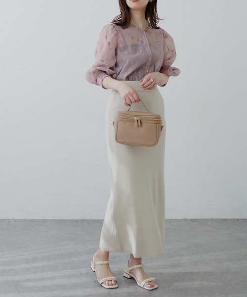 natural couture(ナチュラルクチュール)の「【セットアップ可能】シンプルニットタイトスカート(スカート・レディース・オフホワイト/スミクロ/ライトベージュ・FREE)」の11枚目の写真