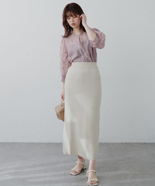 natural couture(ナチュラルクチュール)の「【セットアップ可能】シンプルニットタイトスカート(スカート・レディース・オフホワイト/スミクロ/ライトベージュ・FREE)」の6枚目の写真