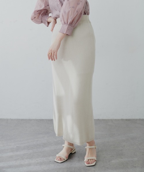 natural couture(ナチュラルクチュール)の「【セットアップ可能】シンプルニットタイトスカート(スカート・レディース・オフホワイト/スミクロ/ライトベージュ・FREE)」の17枚目の写真