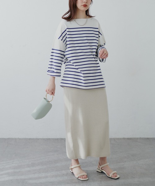 natural couture(ナチュラルクチュール)の「【セットアップ可能】シンプルニットタイトスカート(スカート・レディース・オフホワイト/スミクロ/ライトベージュ・FREE)」の20枚目の写真