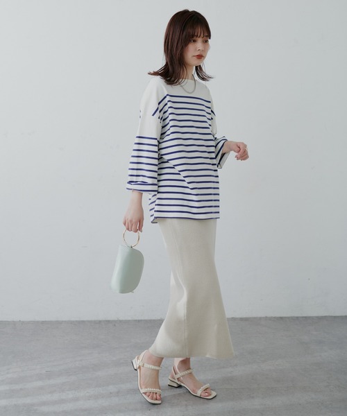 natural couture(ナチュラルクチュール)の「【セットアップ可能】シンプルニットタイトスカート(スカート・レディース・オフホワイト/スミクロ/ライトベージュ・FREE)」の22枚目の写真