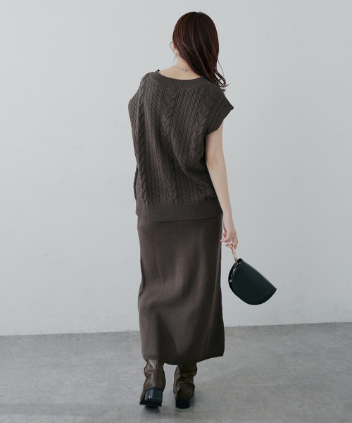 natural couture(ナチュラルクチュール)の「【セットアップ可能】シンプルニットタイトスカート(スカート・レディース・オフホワイト/スミクロ/ライトベージュ・FREE)」の18枚目の写真