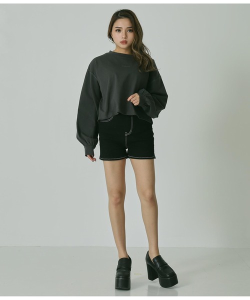 ANAP(アナップ)の「シンプル刺繍クロップドトップスカットソー(Tシャツ/カットソー・レディース・ベージュ/スミクロ/オフホワイト・FREE)」の7枚目の写真