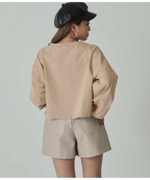 ANAP(アナップ)の「シンプル刺繍クロップドトップスカットソー(Tシャツ/カットソー・レディース・ベージュ/スミクロ/オフホワイト・FREE)」の9枚目の写真