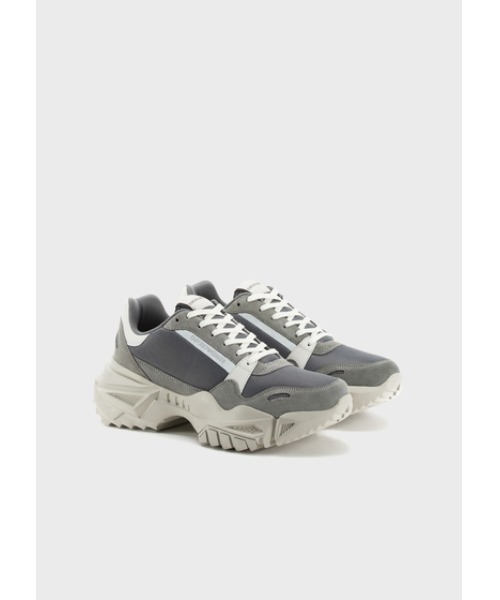 EMPORIO ARMANI（エンポリオアルマーニ）の「【エンポリオ アルマーニ】スウェード×メッシュ チャンキーソールスニーカー（スニーカー・メンズ・グレー・6/8/9/7）」の6枚目の写真