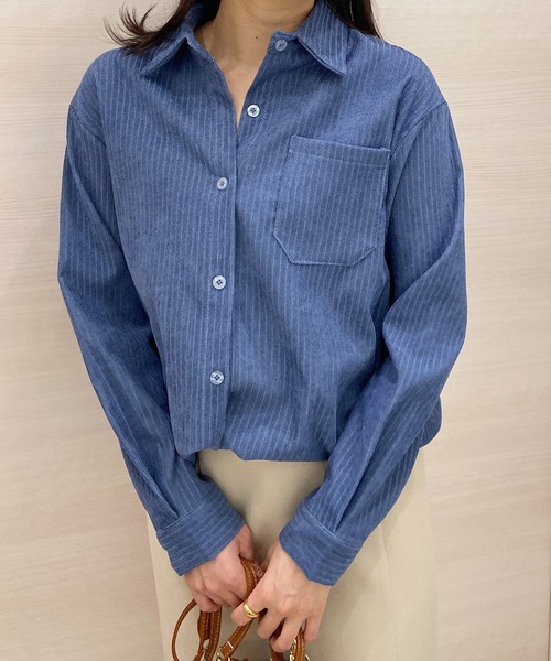 solleim(ソルレム)の「フロントポケットコーデュロイオーバーサイズシャツ(シャツ/ブラウス・レディース・グレー/カーキ・M)」の22枚目の写真