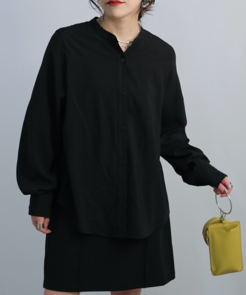 ap retro(アプレトロ)の「バンドカラーシャツ(シャツ/ブラウス・レディース・ホワイト/ブラック/ブルー・FREE)」の6枚目の写真