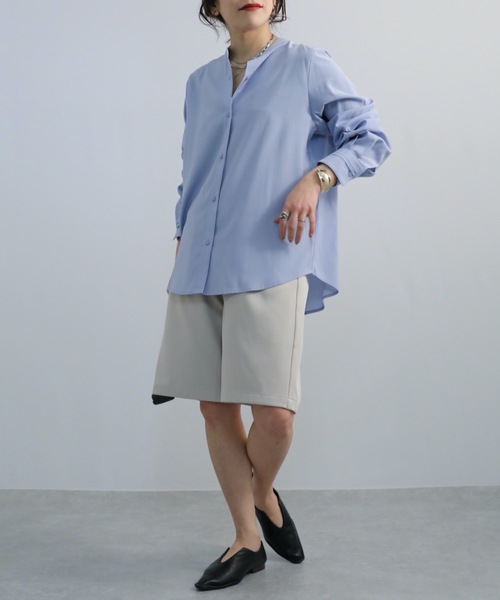 ap retro(アプレトロ)の「バンドカラーシャツ(シャツ/ブラウス・レディース・ホワイト/ブラック/ブルー・FREE)」の22枚目の写真