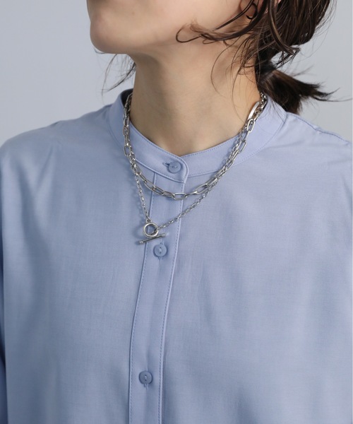 ap retro(アプレトロ)の「バンドカラーシャツ(シャツ/ブラウス・レディース・ホワイト/ブラック/ブルー・FREE)」の9枚目の写真