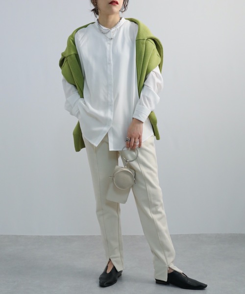 ap retro(アプレトロ)の「バンドカラーシャツ(シャツ/ブラウス・レディース・ホワイト/ブラック/ブルー・FREE)」の5枚目の写真