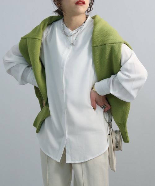 ap retro(アプレトロ)の「バンドカラーシャツ(シャツ/ブラウス・レディース・ホワイト/ブラック/ブルー・FREE)」の11枚目の写真