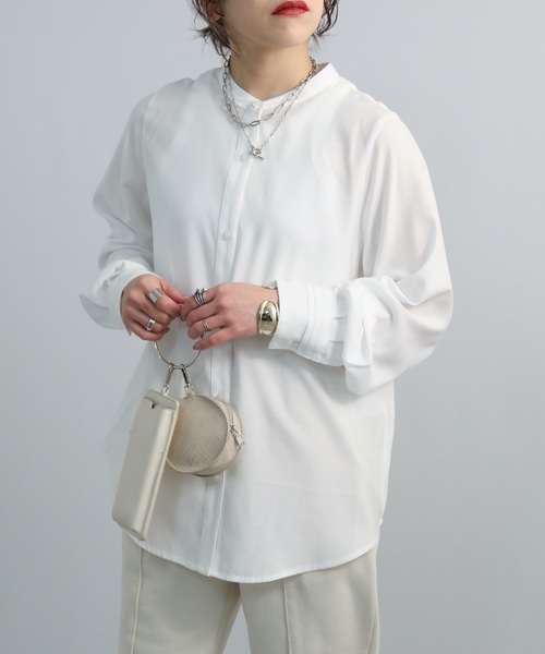 ap retro(アプレトロ)の「バンドカラーシャツ(シャツ/ブラウス・レディース・ホワイト/ブラック/ブルー・FREE)」の18枚目の写真