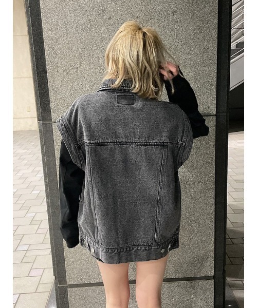 ENVYM（アンビー）の「オーバーサイズ２ｗａｙＪＫ（デニムジャケット・レディース・ブラック/ブルー・FREE）」の10枚目の写真