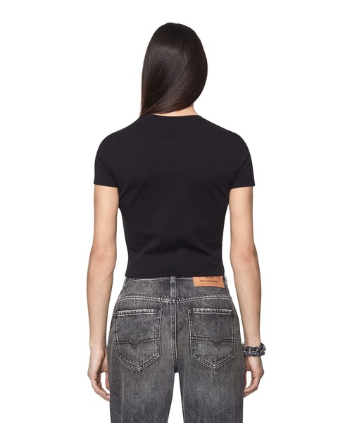 美品 DIESEL ブラック リブカットソー Tシャツ 半袖 Sサイズ DIESEL（ディーゼル）の「レディース クルーネックTシャツ 半袖