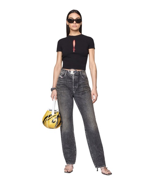 極美品DIESELリブ編み 半袖トップスカットソーロゴt DIESEL（ディーゼル）の「レディース クルーネックTシャツ 半袖