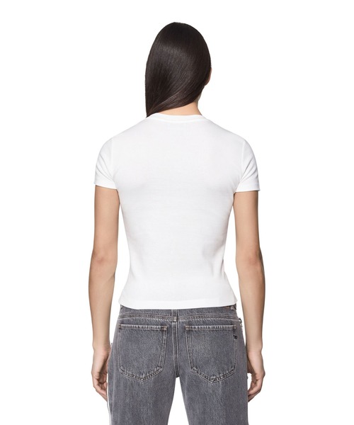 Diesel ストライプ リブ編み 半袖 トップスF DIESEL（ディーゼル）の「レディース クルーネックTシャツ 半袖