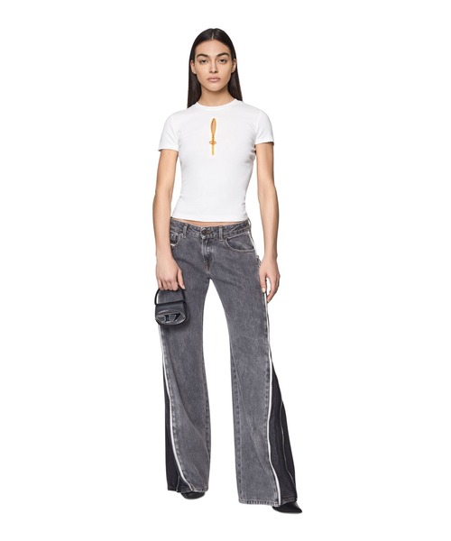 DIESEL 青 リブ編み 半袖トップス DIESEL（ディーゼル）の「レディース 半袖 トップス インディゴ