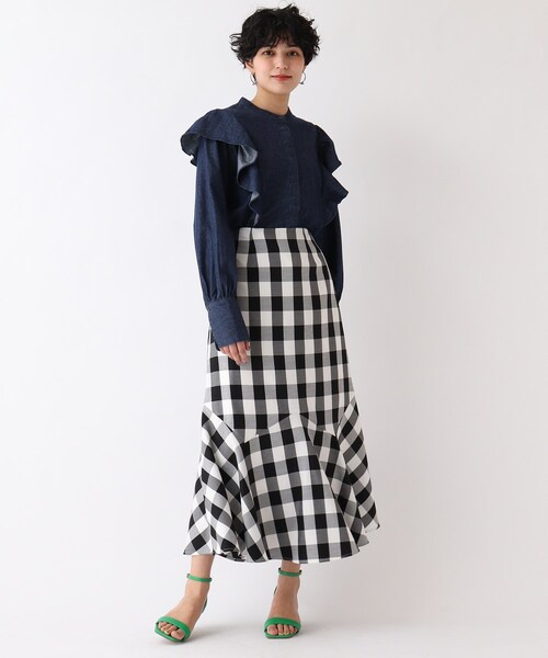 OPAQUE.CLIP（オペークドットクリップ）の「◆【C】ライトデニム フリルバンドカラーシャツ（シャツ/ブラウス・レディース・ダークネイビー/ブルー・34/36/38/40）」の16枚目の写真