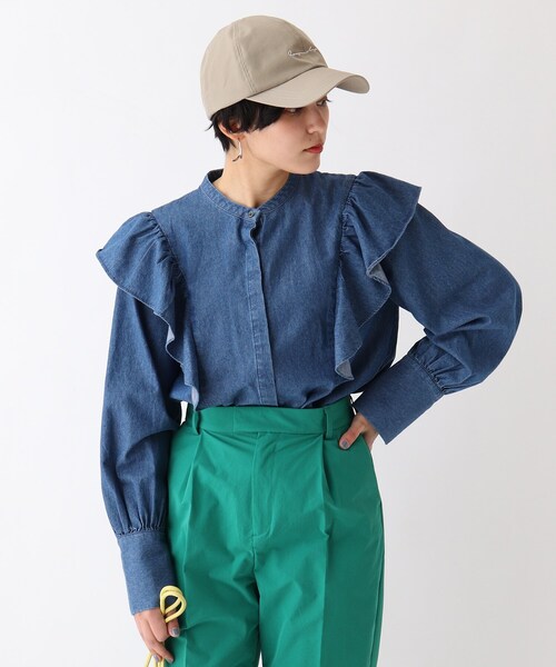 OPAQUE.CLIP（オペークドットクリップ）の「◆【C】ライトデニム フリルバンドカラーシャツ（シャツ/ブラウス・レディース・ダークネイビー/ブルー・34/36/38/40）」の17枚目の写真