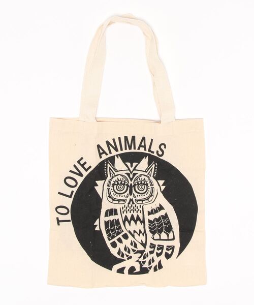 チャイハネ（チャイハネ）の「【チャイハネ】ふくろうバッグ（エコバッグ/サブバッグ・レディース・レッド/イエロー/ブルー/グリーン/ブラック・FREE）」の2枚目の写真