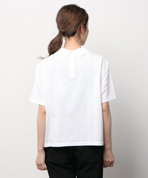 LACOSTE L!VE(ラコステライブ)の「ラコステライブ バックボタンポロシャツ(ポロシャツ・レディース・ライトイエロー/ホワイト・38/36/34)」の4枚目の写真