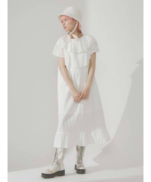 merry jenny（メリージェニー）の「コットンレースフリルワンピース（ワンピース・レディース・ブラック/オフホワイト・FREE）」の2枚目の写真