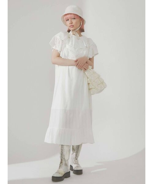 merry jenny（メリージェニー）の「コットンレースフリルワンピース（ワンピース・レディース・ブラック/オフホワイト・FREE）」の12枚目の写真