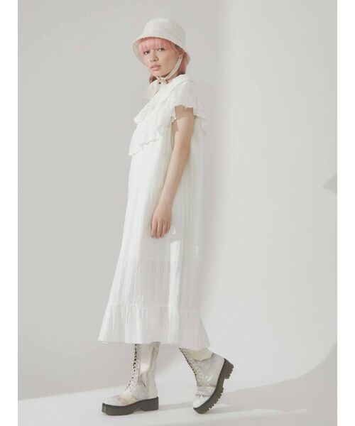merry jenny（メリージェニー）の「コットンレースフリルワンピース（ワンピース・レディース・ブラック/オフホワイト・FREE）」の15枚目の写真
