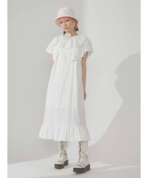 merry jenny（メリージェニー）の「コットンレースフリルワンピース（ワンピース・レディース・ブラック/オフホワイト・FREE）」の19枚目の写真